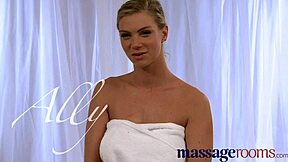Young woman gets a Nuru oil massage with orgasm from a skilled masseuse