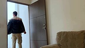 Big tits and ass shaking for a happy delivery guy