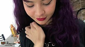 I have sex with my step-sister's friend in the kitchen