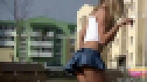 It is hard to conceal my panties with this short skirt