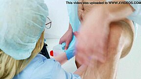 Nurse's hand job and prostate massage aids in semen test