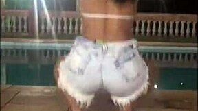 Young woman with handcuffs having rough sex outside in public view