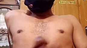 Young gay Muslim man masturbates with oil and ejaculates