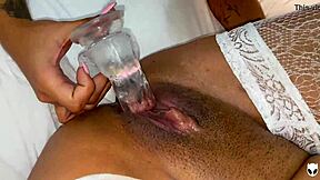 Tattooed lesbian gives great blow job and dildo action