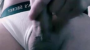 Gay amateur shows off his panty bulge