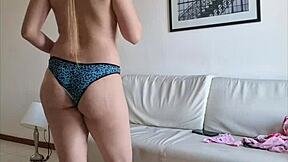 Amateur stepsister caught in the act of changing her panties