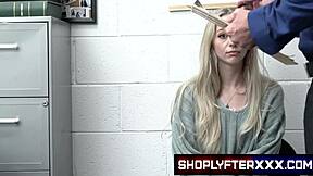Small-titted teen gets caught and punished in the backroom