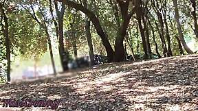 Public park fun with a well-endowed teacher and others
