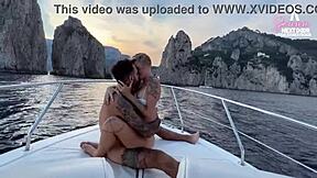 Public boat tour turns naughty with captain and girlfriend