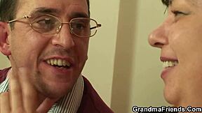 Old and plump granny’s POV sexual experience with a group of men