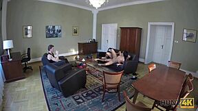 Hunt4k boy enjoys watching his slutty girl's pussy action