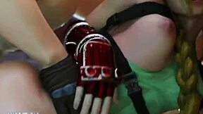 Beautiful anime Cammy gets monster cock in street game