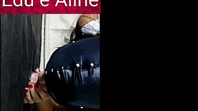 Old wife gets a facial in gloryhole action