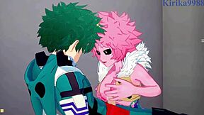 Mina, Momo, and Izuku in intense 3D hentai action