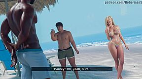 Comic book-themed cheating scene with a big black cock
