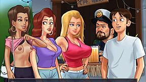 The beautiful girls show off their big melons in a 3D animated video