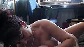 Mature brunette gets it on with her son’s boss at work