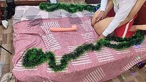 Stepmother’s big ass and pussy getting sucked on Christmas