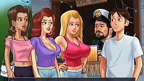 The beautiful girls show off their big melons in a 3D animated video