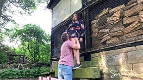 Amateur couple’s passionate outdoor sex in a deserted barn yard