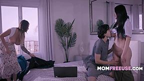 MILF and cougar moms in hardcore threesome action