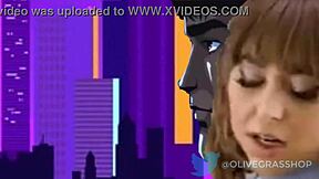 Riley Reid in a hot cartoon-style hentai animation with blowjob and sex scenes