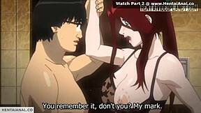 Red hair, wet and fucked in the ass in anime porn