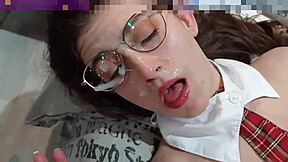 Special sex scene with braces and glasses wearing teen in a homemade video