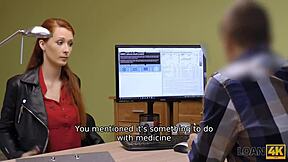 Redhead gets sex for cash at a vet clinic