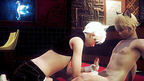 Yaoi Femboy Alan Gives Handjob and Blowjob in Sissy Trap Anime Crossdresser Game