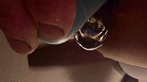 Gay amateur's double dildo anal penetration experience