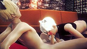 Asian game features Yaoi femboy action with big cocks