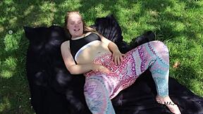 Big tits homemade brunette gets outdoor sex on a hot day