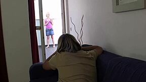 Cheating blonde girlfriend has sex with older man