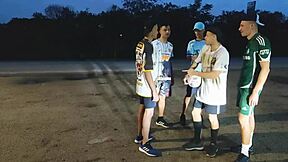 First time gay sex with football players in an orgy