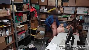 Hot blonde teenage girl gives a blowjob for the first time and there are police officers watching them