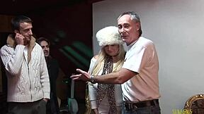 Blonde granny enjoys intense gangbang with big cocks