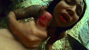 Hardcore outdoor action with a big cocked stranger