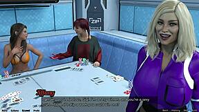 3D cartoon with big tits and big cock in space poker game