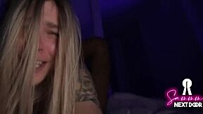 POV sex with a petite amateur and her friend at night
