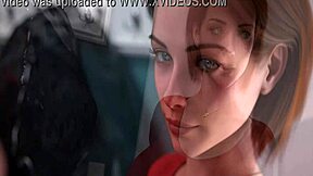 3D animated video of a hot summer day in which two girls in bras swim and have fun