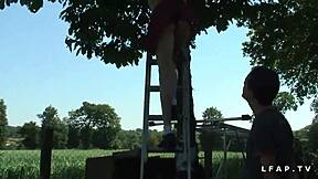 Small-breasted French mature gets fisted and sodomized outdoors