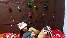 Christmas MILF shows off her big ass and pussy skills