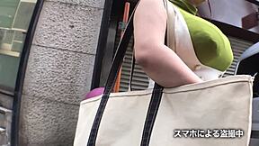 Beautiful Japanese model with big natural tits in hidden camera scene