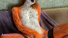 Beautiful body painting covered up after rough fuck