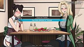 Tsunade and Tenten, give that handjob and footjob in public restaurant!