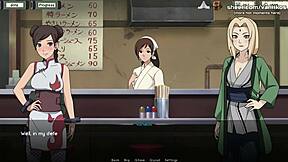 Tsunade and Tenten in public restaurant for a steamy scene