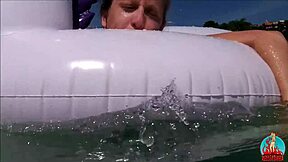 My husband and I have fun on the beach