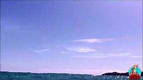 My husband and I have fun on the beach