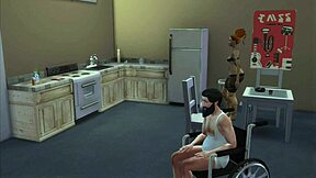 Incapacitated woman with tattoos enjoys sexual relations